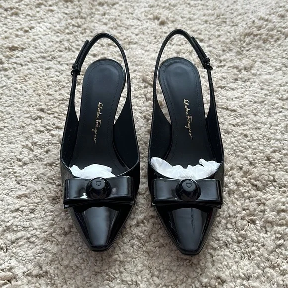 Salvatore Ferragamo Karine Black Patent Leather Pump NWT - Picture 3 of 13